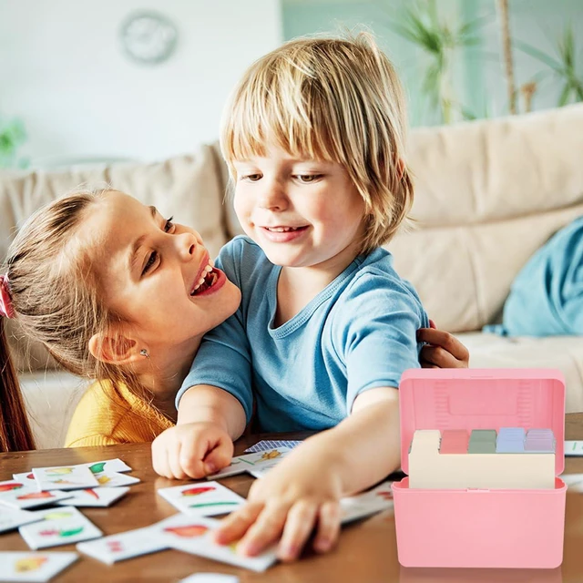Alt view image 7 of 7 - Index Card Holder 4x6 Inches with 25 Plastic Dividers, Light Pink