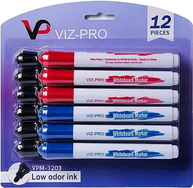 Alt view image 2 of 7 - Dry Erase Markers Fine Bullet Tip, 3 Assorted Colors, 144 Pcs Low-Odor Whiteboard Pens