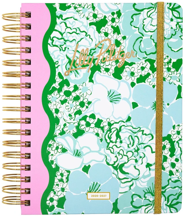 Main image of 17-Month Large 2026-2027 Planner, Mint Burst of Joy 6.75" x 8.87" Hardcover Agenda with Gold Spiral & Elastic Loop, Weekly & Monthly Layouts, Stickers, Travel & Reflection Pages