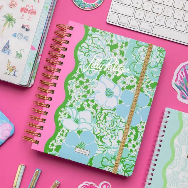 Alt view image 5 of 7 - 17-Month Large 2026-2027 Planner, Mint Burst of Joy 6.75" x 8.87" Hardcover Agenda with Gold Spiral & Elastic Loop, Weekly & Monthly Layouts, Stickers, Travel & Reflection Pages