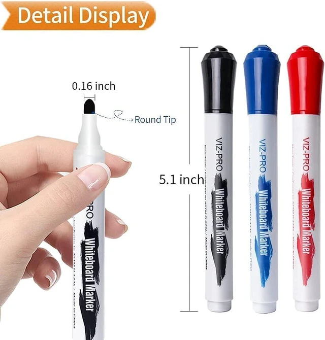 Alt view image 4 of 7 - Dry Erase Markers Fine Bullet Tip, 3 Assorted Colors, 144 Pcs Low-Odor Whiteboard Pens