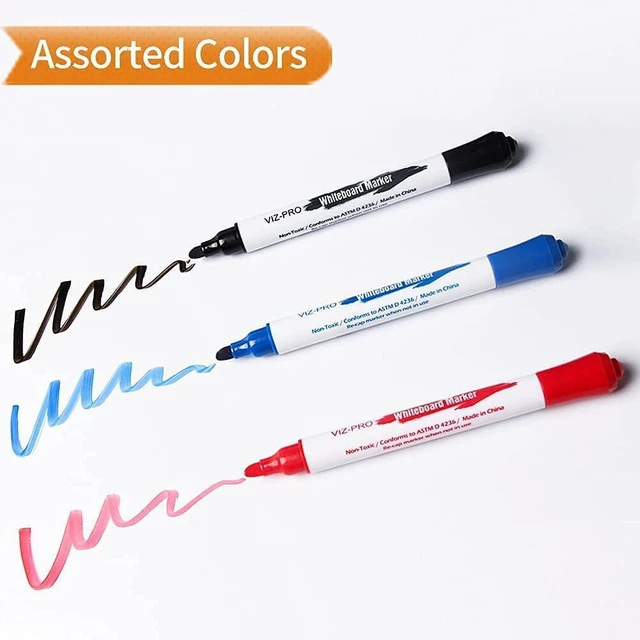 Alt view image 5 of 7 - Dry Erase Markers Fine Bullet Tip, 3 Assorted Colors, 144 Pcs Low-Odor Whiteboard Pens