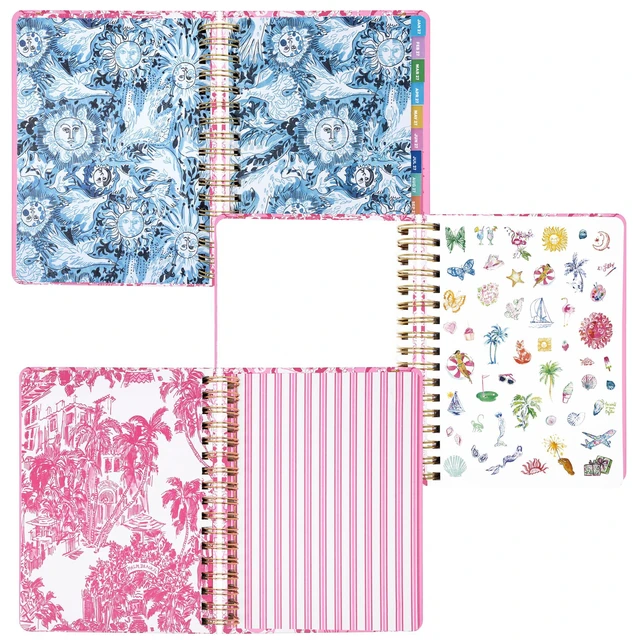 Alt view image 4 of 7 - 17-Month Large 2026-2027 Planner, Pink Burst of Joy 6.75" x 8.87" Hardcover Agenda with Gold Spiral & Elastic Loop, Weekly & Monthly Layouts, Stickers, Travel & Reflection Pages