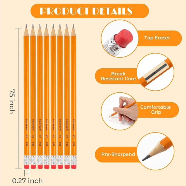 Alt view image 3 of 7 - 600 Count Sharpened #2 Pencils with Erasers, Pencils Bulk Pack Bulk Pencils for School Classroom Teacher Supplies, Graphite Pencils for Writing, Drawing and Sketching, Back to School
