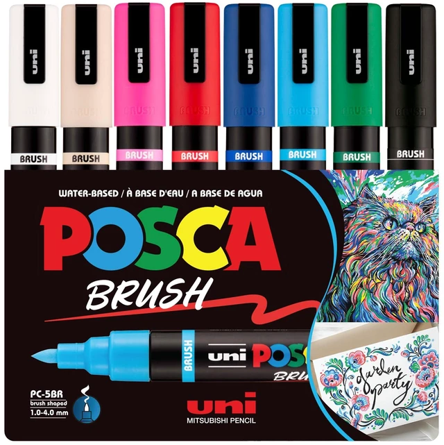 Main image of ® PC-5BR Brush Tip Paint Markers, 8 Count Reversible Brush Set Tip size 1.04.0 mm, Water-Based Opaque Paint Pens for Lettering, Calligraphy, Coloring, Crafts & Art Projects