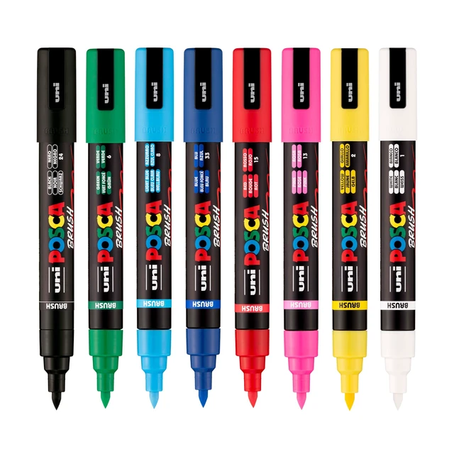 Alt view image 3 of 6 - ® PC-5BR Brush Tip Paint Markers, 8 Count Reversible Brush Set Tip size 1.04.0 mm, Water-Based Opaque Paint Pens for Lettering, Calligraphy, Coloring, Crafts & Art Projects