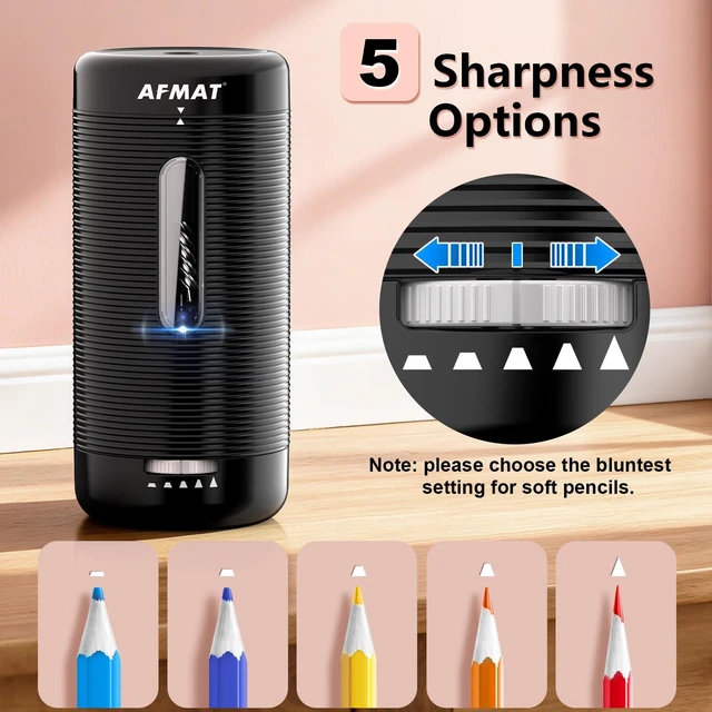 Alt view image 4 of 7 - Electric Pencil Sharpener, Fully Automatic Pencil Sharpener, Auto in & Out, Rechargeable Hands-Free Sharpeners for Jumbo & Colored Pencils (6.5-12mm), Portable for Home/Classroom/Office PSC2