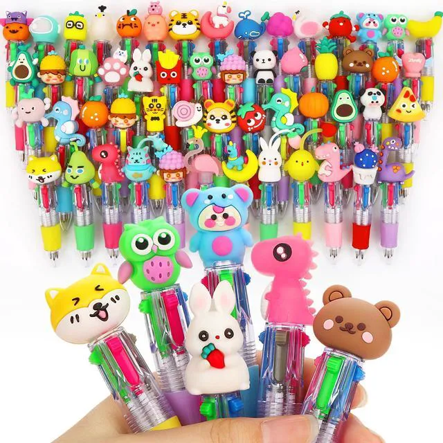 Main image of 60Pcs Multicolor 4-in-1 Pens for Classroom Prizes, Teacher School Supplies 0.5mm Cute Kawaii Ballpoint Pens, Bulk Gifts for Back to School, Teacher Appreciation, Student Rewards & Treasure Box Prizes