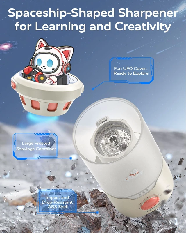 Alt view image 5 of 7 - Electric Pencil Sharpener for Classroom, Auto in & Out, Pink Back to School Fully Automatic Pencil Sharpener Fits 6.9-11mm Colored/Jumbo Pencils, Cordless Rechargeable Sharpener for Home