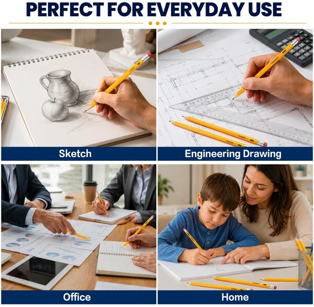 Alt view image 7 of 7 - 1200 Pack #2 HB Pre-Sharpened Wood-Cased Graphite Pencils Bulk Pack with 24 Pencil Sharpeners and Top Erasers, for Writing, Drawing and Sketching, School, Classroom, Office & Standardized Testing