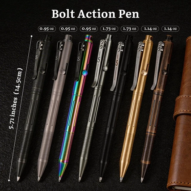 Alt view image 2 of 7 - Solid Brass Bolt Action Pen,with Refillable Design,Retro Black Weighted Metal Body Supports Steady Writing, Compatible with Pilot G2 Refill for Office Notes, Signatures, and Daily Carry