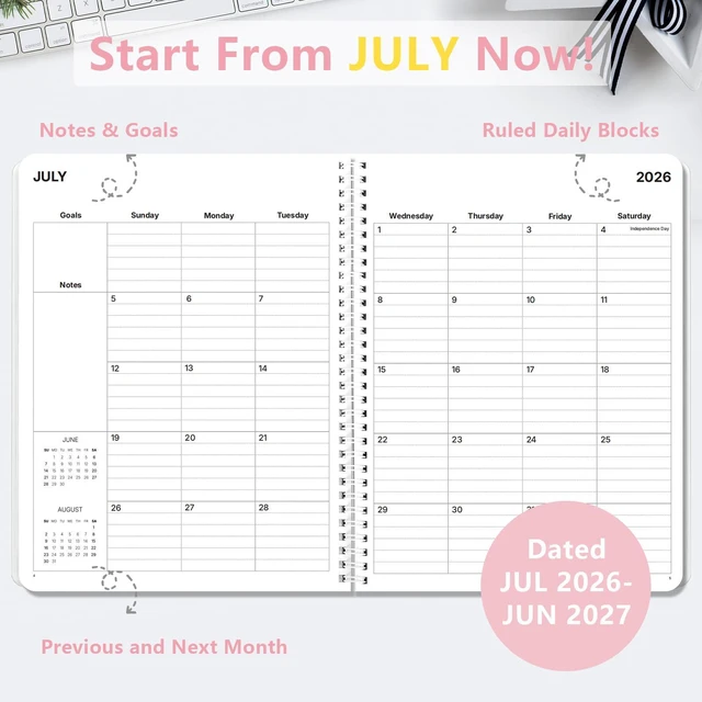 Alt view image 4 of 7 - Cute School Planner 2026-2027, Pink Checker Pattern Student Organizer, Jul. 2026 - Jun. 2027, 8.5" x 11", Weekly & Monthly Agenda for Middle and High School