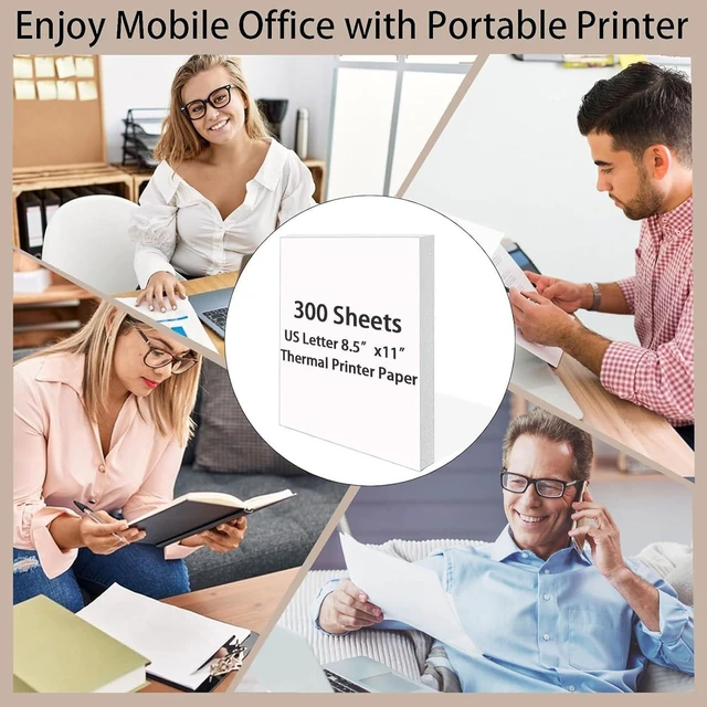 Alt view image 2 of 7 - Thermal Paper 8.5 x 11 In for Thermal Printers, 300Pcs, Inkless Printing US Letter Size Single Thermal Printing Paper, Quick-Dry, Inkless Printing for N80, PD-A4, Most Inkless and Portable Printers