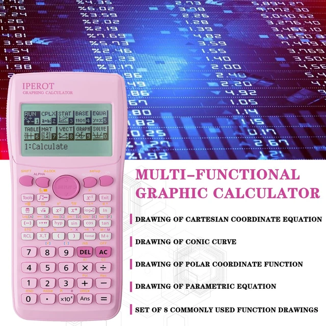 Alt view image 4 of 7 - Scientific Calculators with Graphing Calculator, 10 Modes/ 4 Functions Pink Scientific Graphing Calculators, Desktop Math Calculator Ideal for School Supplies, Students, College, Teachers