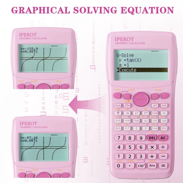 Alt view image 5 of 7 - Scientific Calculators with Graphing Calculator, 10 Modes/ 4 Functions Pink Scientific Graphing Calculators, Desktop Math Calculator Ideal for School Supplies, Students, College, Teachers