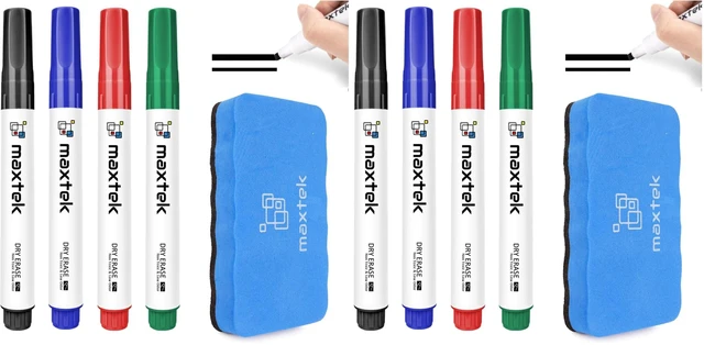 Main image of Dry Erase Markers with Magnetic Eraser, Chisel Tip, 4 Count (Pack of 2)