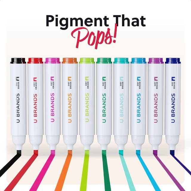 Alt view image 4 of 6 - Dry Erase Markers Chisel Tip Set, 16 Pack, Assorted Colors, Whiteboard Pens with Chisel Point and Built In Eraser Caps, Low Odor Ink, Dry Erase Markers For Classroom, Office, Or Home