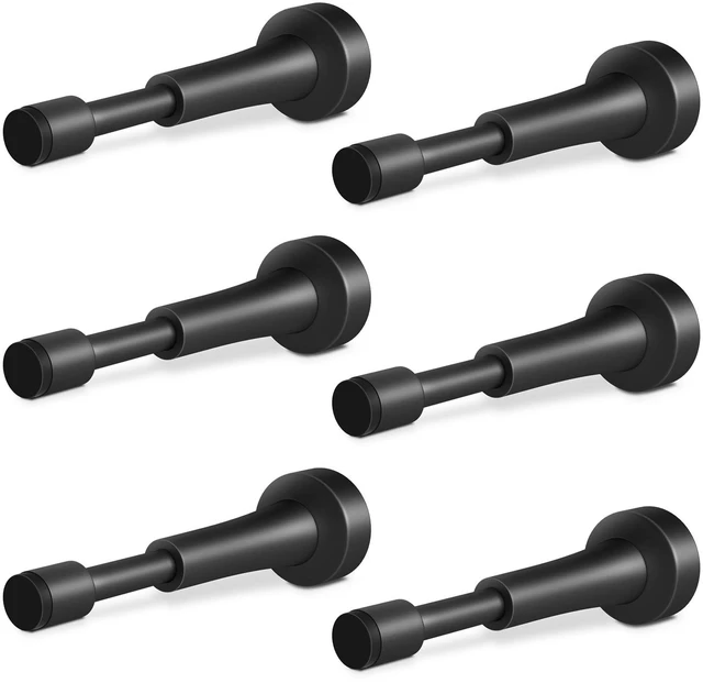 Main image of 6PCS Black Door Stoppers for Wall, Spring Door Stop for Bottom of Door 4.33 Inch Aluminum Matte Black Doorstop With Silicone Tip, Screw & Adhesive Installation