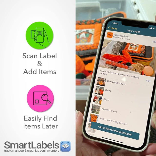 Alt view image 5 of 7 - QR Code Stickers with AI Photo Analysis App - Auto-Creates Item Descriptions - No Typing - Made in USA - QR Code Labels for Storage & Inventory Tracking, Organization & Moving, Pack of 48
