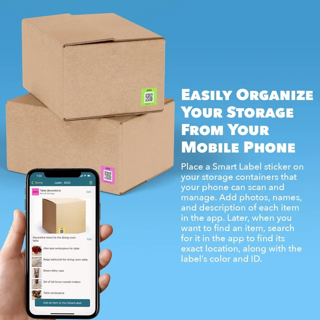 Alt view image 3 of 7 - QR Code Stickers with AI Photo Analysis App - Auto-Creates Item Descriptions - No Typing - Made in USA - QR Code Labels for Storage & Inventory Tracking, Organization & Moving, Pack of 48