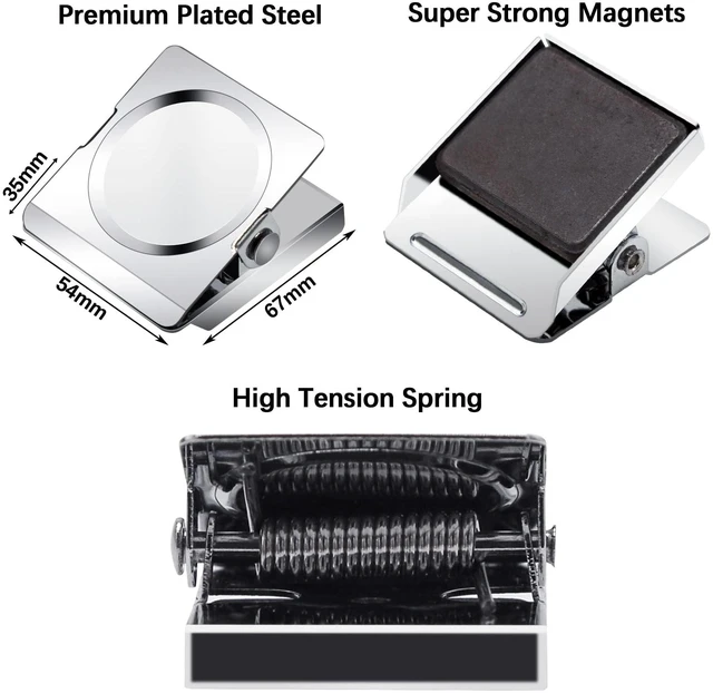 Alt view image 2 of 7 - Magnetic Clips, 2.12 inches Heavy Duty Metal Magnet Clips for Hanging, 6 Pack Extra Strong Large Magnetic Clip for Whiteboard, Classroom, Office