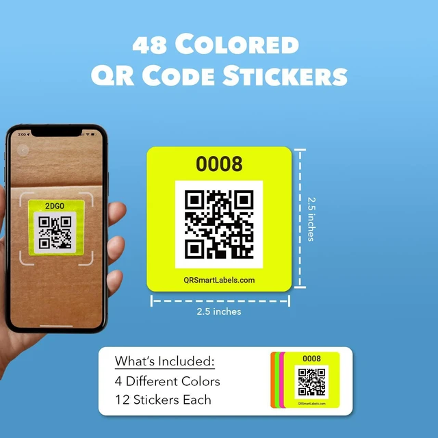 Alt view image 7 of 7 - QR Code Stickers with AI Photo Analysis App - Auto-Creates Item Descriptions - No Typing - Made in USA - QR Code Labels for Storage & Inventory Tracking, Organization & Moving, Pack of 48