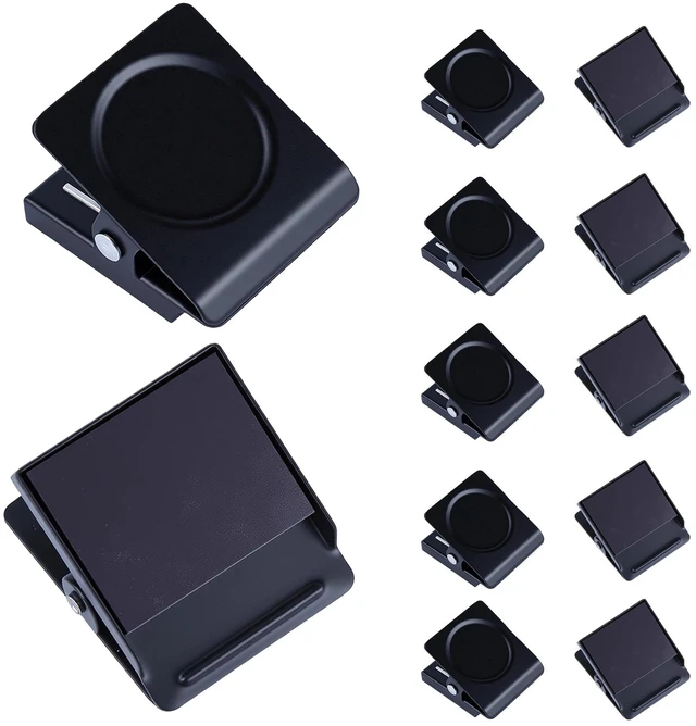 Main image of Magnetic Clips 1.5 inch, 12 Pack Heavy Duty Magnet Metal Clips for Hanging, Strong Magnet Clip for Whiteboard, Fridge, Classroom, Refrigerator, Black