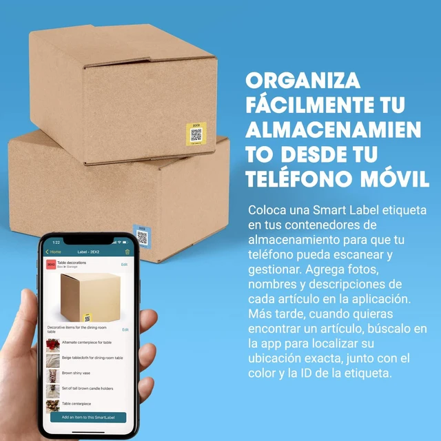 Alt view image 3 of 7 - SmartLabels - Etiquetas QR en Español - Con App de Análisis de Fotos IA - Crea Descripciones Sin Escribir - para Inventario Fácil, Organización de Bodegas o Etiquetas de Mudanza - Paquete de 48
