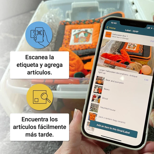 Alt view image 4 of 7 - SmartLabels - Etiquetas QR en Español - Con App de Análisis de Fotos IA - Crea Descripciones Sin Escribir - para Inventario Fácil, Organización de Bodegas o Etiquetas de Mudanza - Paquete de 48