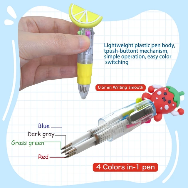 Alt view image 3 of 7 - 100 PCS Multicolor Pen Set 50 Cute Pens Bulk with 50 Pen Bags, Fun Pens for Party Favors, Christmas, Birthday, Kawaii Stationery, Prizes, Gifts Bulk for Friends (Fruit)