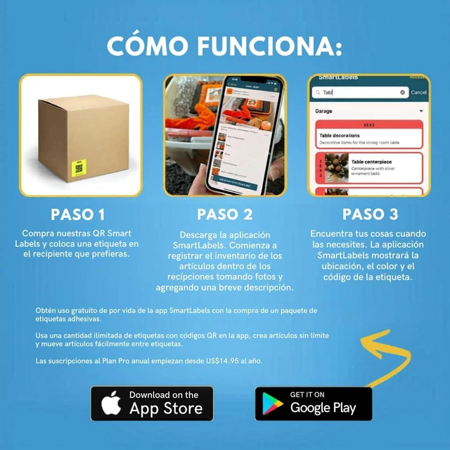 Alt view image 7 of 7 - SmartLabels - Etiquetas QR en Español - Con App de Análisis de Fotos IA - Crea Descripciones Sin Escribir - para Inventario Fácil, Organización de Bodegas o Etiquetas de Mudanza - Paquete de 48
