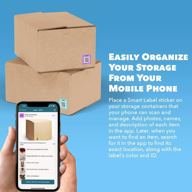 Alt view image 3 of 7 - QR Code Stickers with AI Photo Analysis App - Auto-Creates Item Descriptions - No Typing - Made in USA - QR Code Labels for Storage & Inventory Tracking, Organization & Moving, Pack of 48