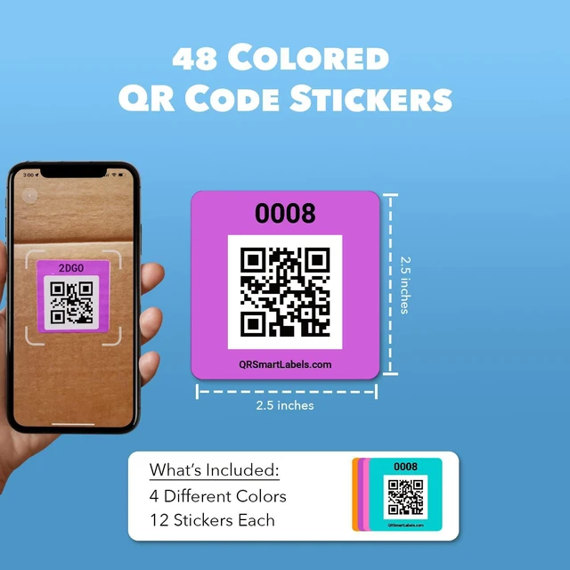 Alt view image 7 of 7 - QR Code Stickers with AI Photo Analysis App - Auto-Creates Item Descriptions - No Typing - Made in USA - QR Code Labels for Storage & Inventory Tracking, Organization & Moving, Pack of 48