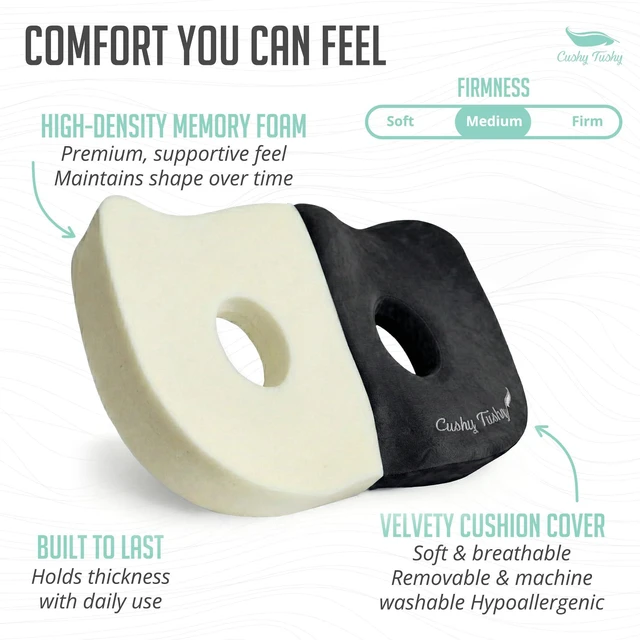Alt view image 3 of 7 - Seat Cushion | Premium Foldable Sit Bone Cushion for Pressure Relief, Hip, Hamstrings & Sciatica Comfort | Butt Pillow | Ergonomic Ischial Tuberosity Support for Home, Office & Driving