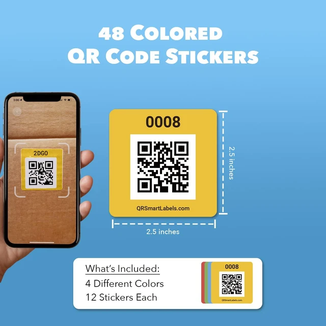 Alt view image 7 of 7 - QR Code Stickers with AI Photo Analysis App - Auto-Creates Item Descriptions - No Typing - Made in USA - QR Code Labels for Storage & Inventory Tracking, Organization & Moving, Pack of 48