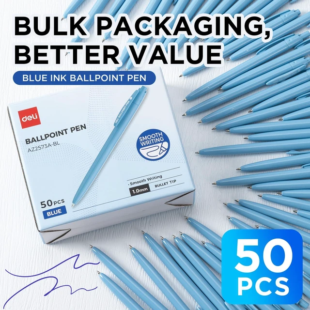 Alt view image 2 of 7 - Pens Bulk, 50 Pack Pens Ballpoint, 1.0MM Blue Ink Pens Retractable,Smooth Writing, No Bleed, Comfortable Grip for Home, Office & School Use