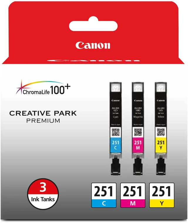 Main image of CLI-251 Genuine Three Color Multi Pack, Compatible with MG6320, iP7220 & MG5420, MX922, MG7120, MG6420, MG5520, iX6820, iP8720, MG7520, MG6620, and MG5620 (Optional) Printers