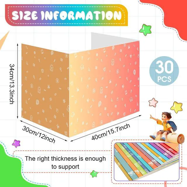 Alt view image 2 of 7 - 30 Pcs Privacy Folders for Students Desk,Gradient,Fresh Color Trifold Desk Dividers for Classroom, Colored Privacy Partition Folders for Student Teacher Desks, 15.8 x 13.4 x 11.81 Inches