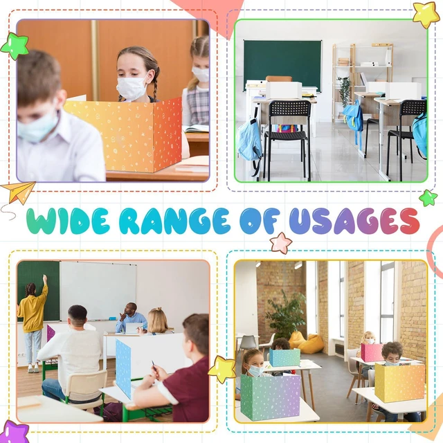 Alt view image 5 of 7 - 30 Pcs Privacy Folders for Students Desk,Gradient,Fresh Color Trifold Desk Dividers for Classroom, Colored Privacy Partition Folders for Student Teacher Desks, 15.8 x 13.4 x 11.81 Inches