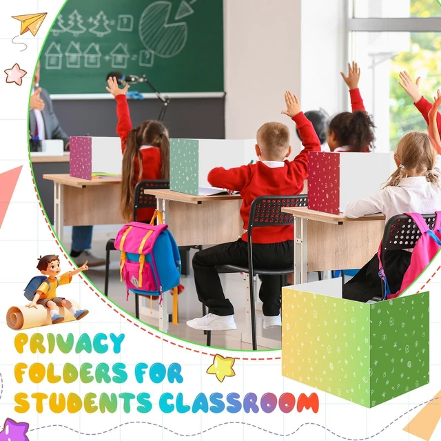 Alt view image 6 of 7 - 30 Pcs Privacy Folders for Students Desk,Gradient,Fresh Color Trifold Desk Dividers for Classroom, Colored Privacy Partition Folders for Student Teacher Desks, 15.8 x 13.4 x 11.81 Inches