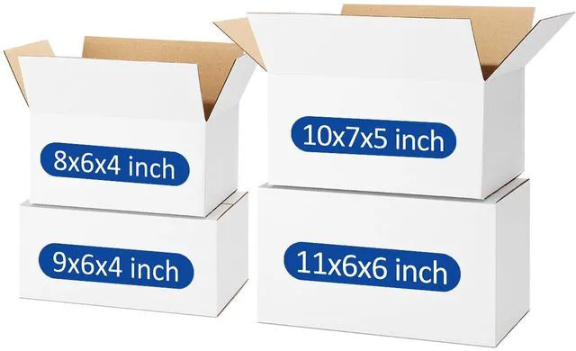 Main image of Assorted-Sizes-Shipping-Boxes-40-Pack: 8x6x4 & 9x6x4 & 10x7x5 & 11x6x6 Small-Shipping-Boxes-Mailers, White Corrugated-Cardboard-Boxes-for-Packing-Small-Business Mailing
