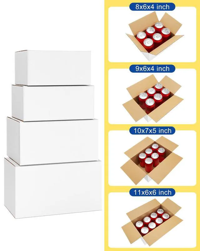 Alt view image 3 of 7 - Assorted-Sizes-Shipping-Boxes-40-Pack: 8x6x4 & 9x6x4 & 10x7x5 & 11x6x6 Small-Shipping-Boxes-Mailers, White Corrugated-Cardboard-Boxes-for-Packing-Small-Business Mailing