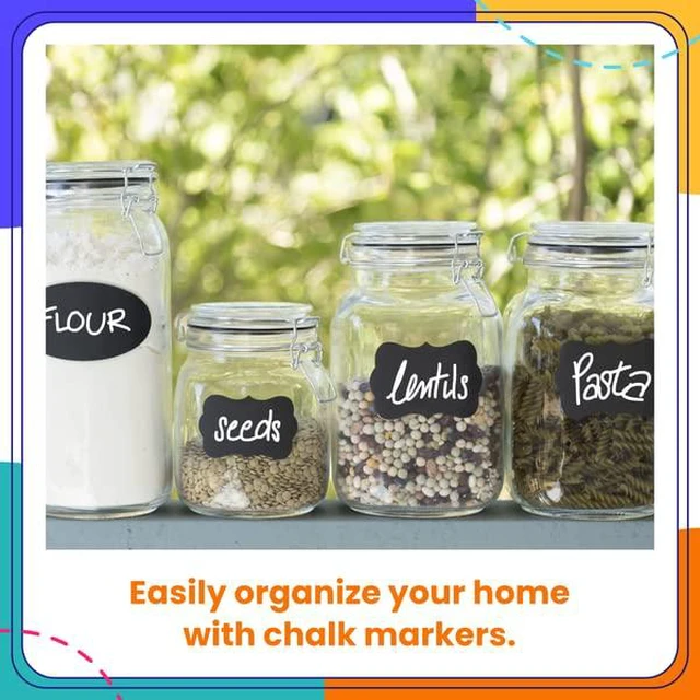 Alt view image 3 of 7 - 6 White Dry Erase Chalk Markers for Chalkboard Signs - 3mm + 6mm Liquid Chalk Pens for Blackboard, Car Window, Glass, Bistro - Variety pack - (3x) 3mm Fine Tip + (3x) 6mm Bold Ink Marker