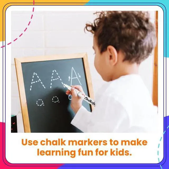 Alt view image 4 of 7 - 6 White Dry Erase Chalk Markers for Chalkboard Signs - 3mm + 6mm Liquid Chalk Pens for Blackboard, Car Window, Glass, Bistro - Variety pack - (3x) 3mm Fine Tip + (3x) 6mm Bold Ink Marker