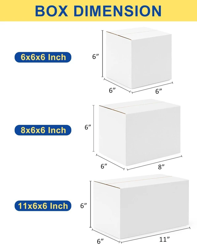 Alt view image 3 of 7 - Assorted-Sizes-Shipping-Boxes-45-Pack: 6x6x6 & 8x6x6 & 11x6x6 Small-Shipping-Boxes-Mailers, White Corrugated-Cardboard-Boxes-for-Packing-Small-Business Mailing