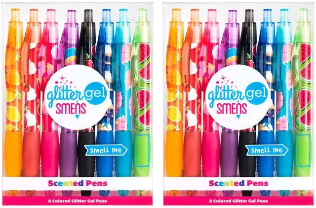 Main image of Glitter Gel Smens (2 Pack) - Gourmet Scented Pens, Colored Glitter Gel Ink, Medium Point, 8 Count