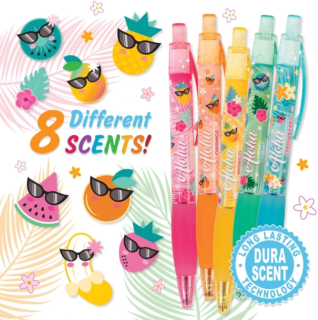 Alt view image 2 of 6 - Glitter Gel Smens (2 Pack) - Aloha Unicorn Scented Pens, Colored Glitter Gel Ink, Medium Point, 8 Count