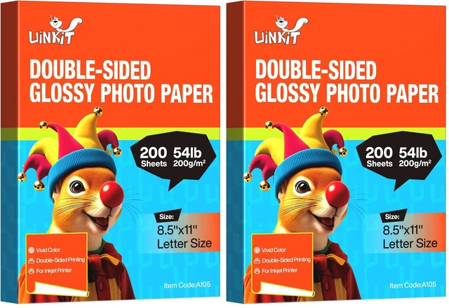 Main image of 200 Sheets Double Sided Photo Paper Glossy 8.5x11 54lbs Inkjet for Dye Ink 200Gsm Value Bulk Pack Picture 8.5 x 11 9.5Mil for Inkjet Printing Printer (200sheets, 8.5x11) (Pack of 2)