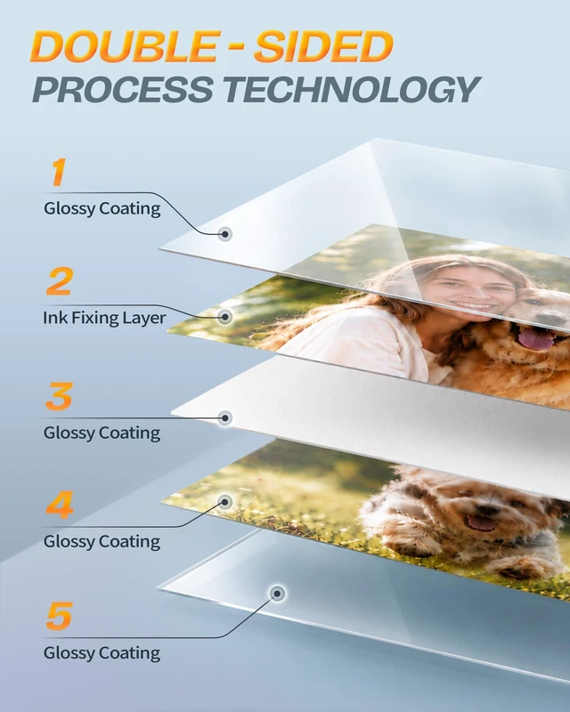 Alt view image 3 of 7 - 200 Sheets Double Sided Photo Paper Glossy 8.5x11 54lbs Inkjet for Dye Ink 200Gsm Value Bulk Pack Picture 8.5 x 11 9.5Mil for Inkjet Printing Printer (200sheets, 8.5x11) (Pack of 2)