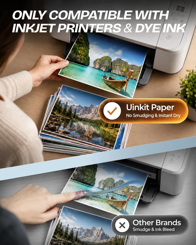 Alt view image 5 of 7 - 200 Sheets Double Sided Photo Paper Glossy 8.5x11 54lbs Inkjet for Dye Ink 200Gsm Value Bulk Pack Picture 8.5 x 11 9.5Mil for Inkjet Printing Printer (200sheets, 8.5x11) (Pack of 2)